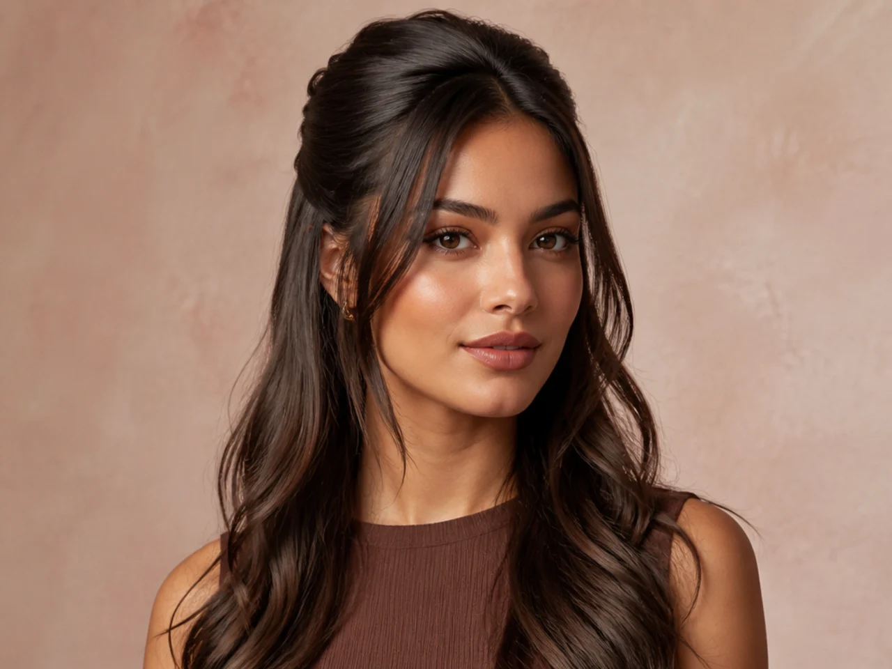 A half-up style with a smooth top section