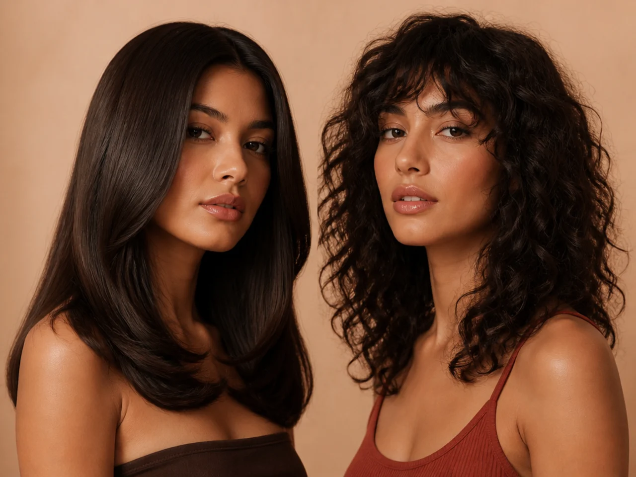 Smooth and textured hair compared under flash lighting