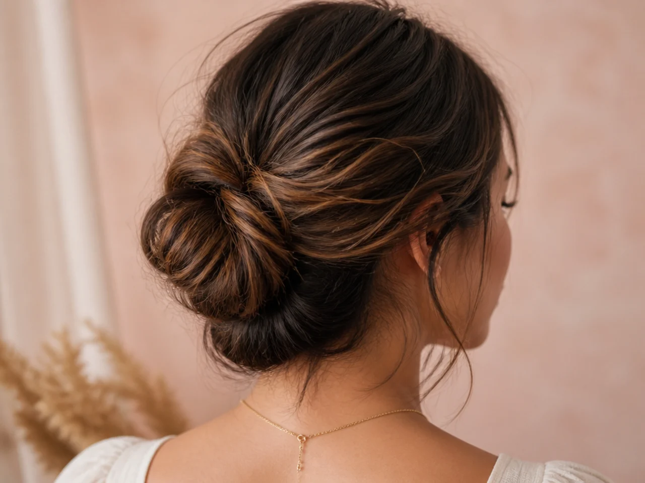 A quick bun on bob-length hair