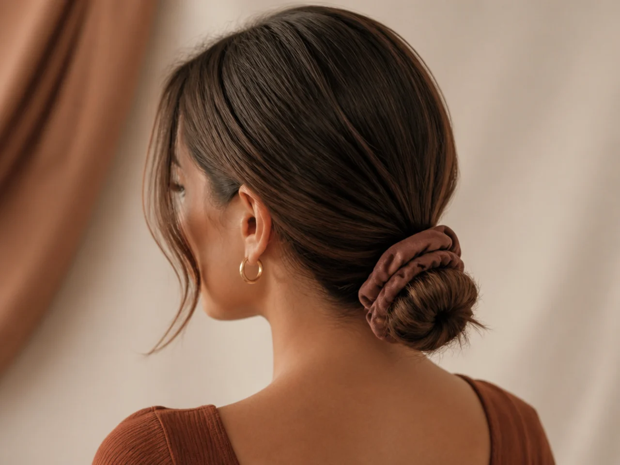 A low bun with a scrunchie
