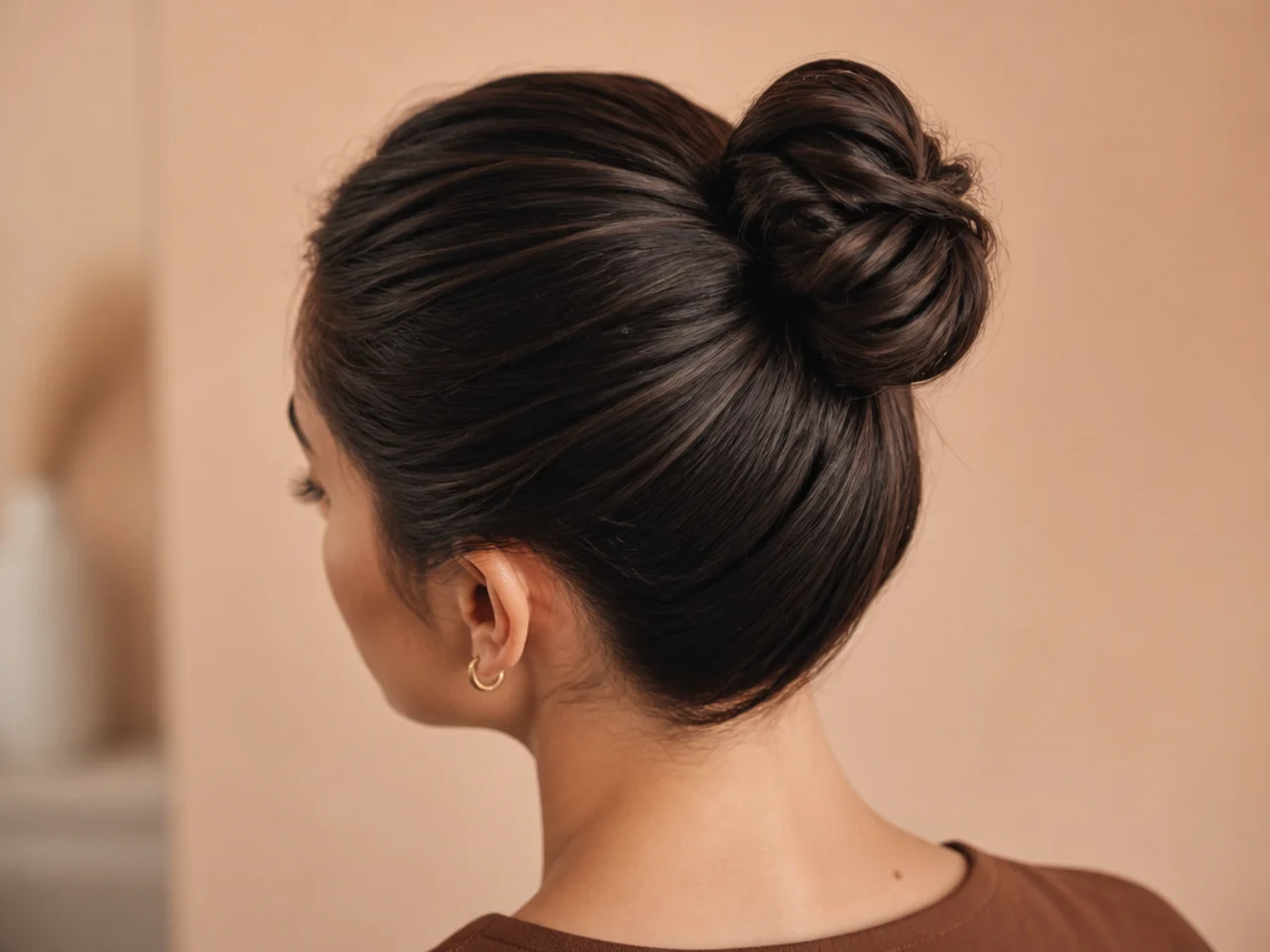 A quick messy bun with nothing pulled out