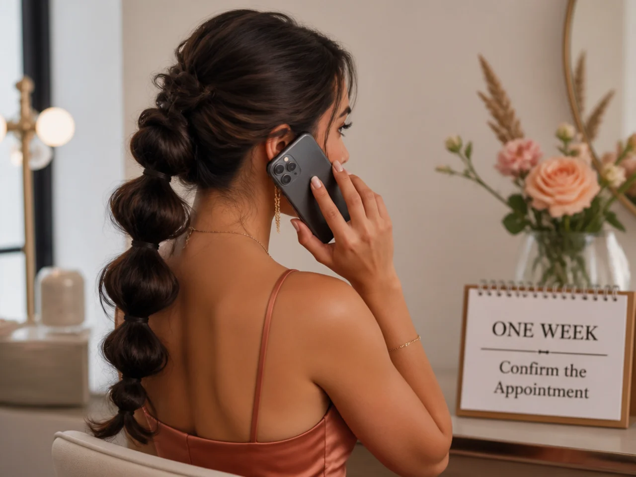 Confirming a salon appointment by phone