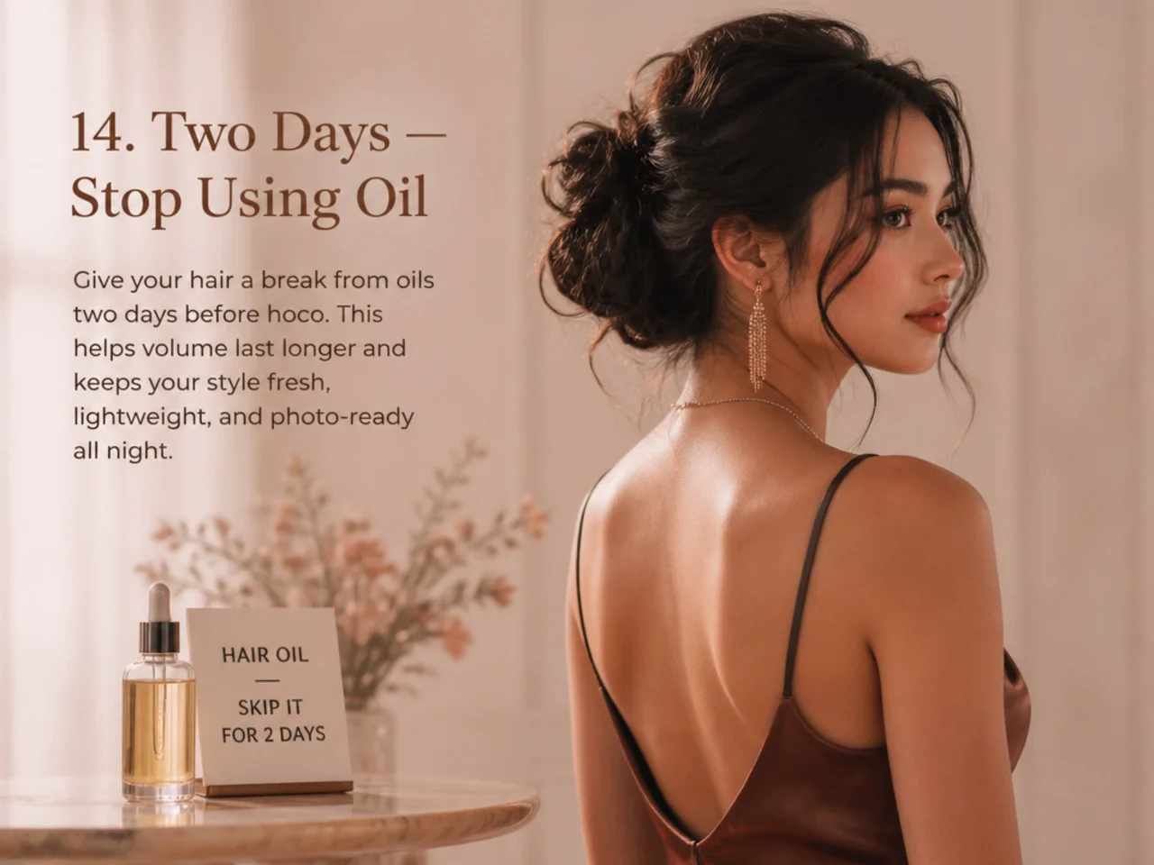 Hair oil set aside two days before the event
