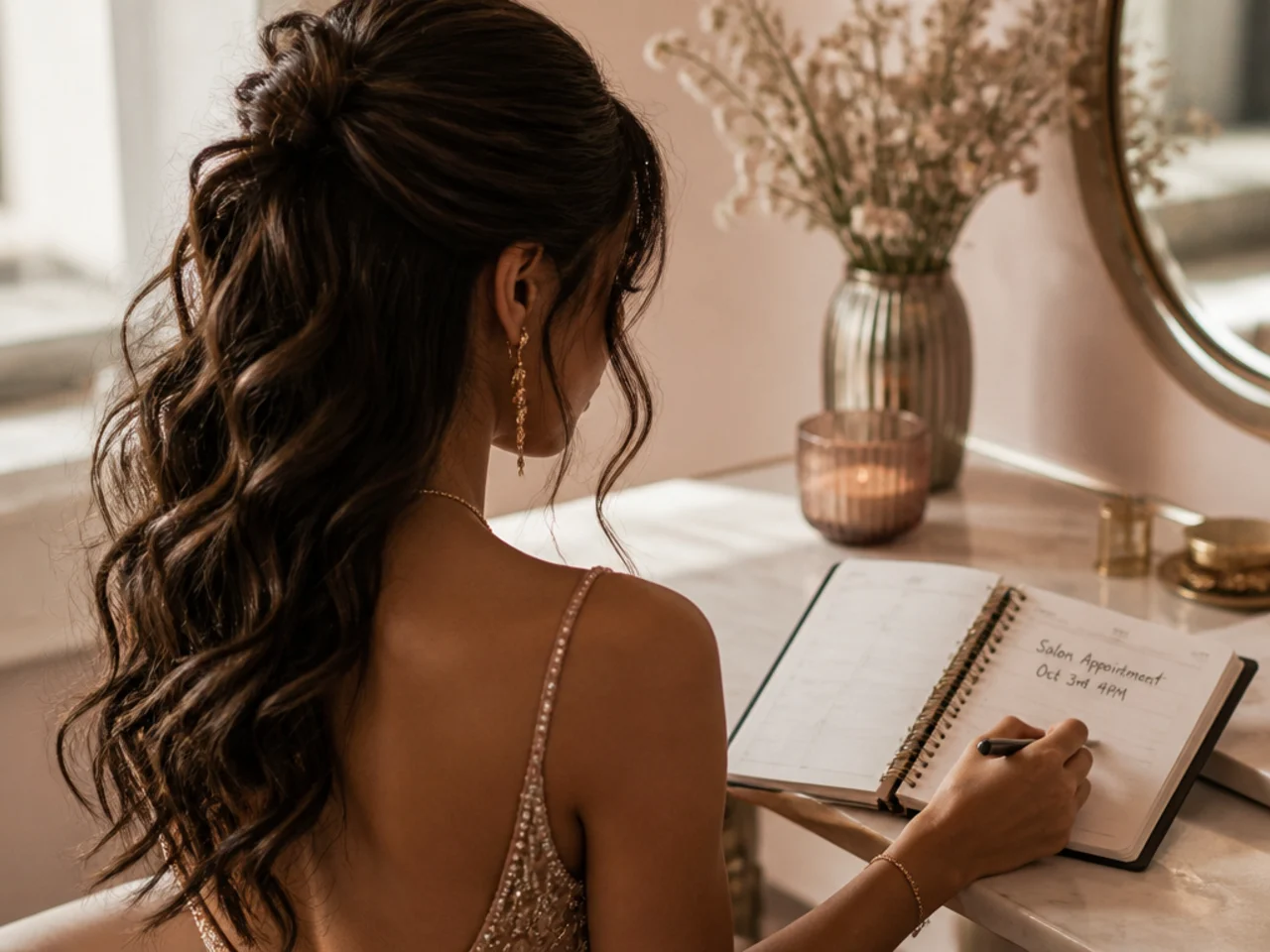 A salon appointment being booked in a diary