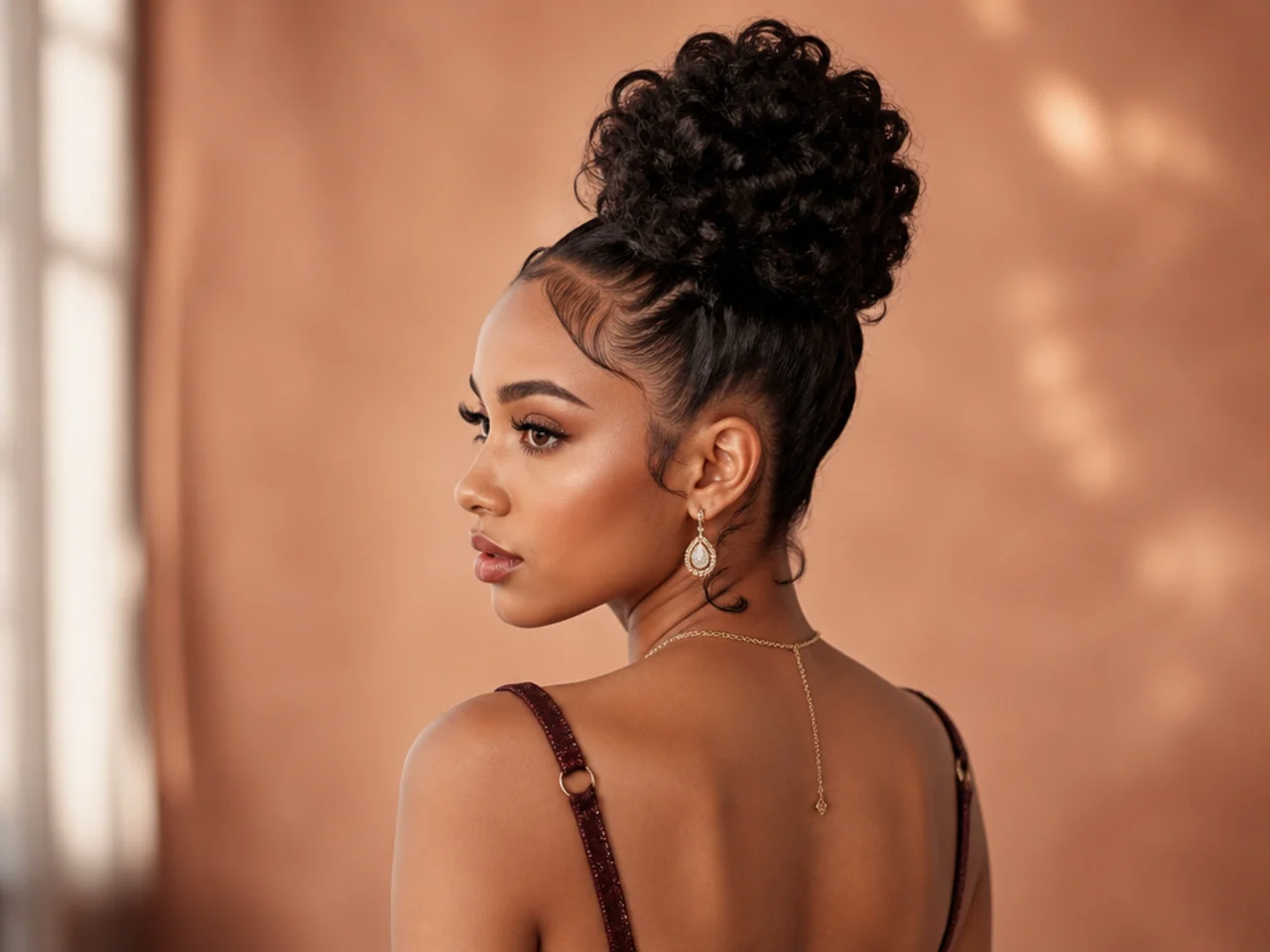 Sculpted coily updo with laid edges