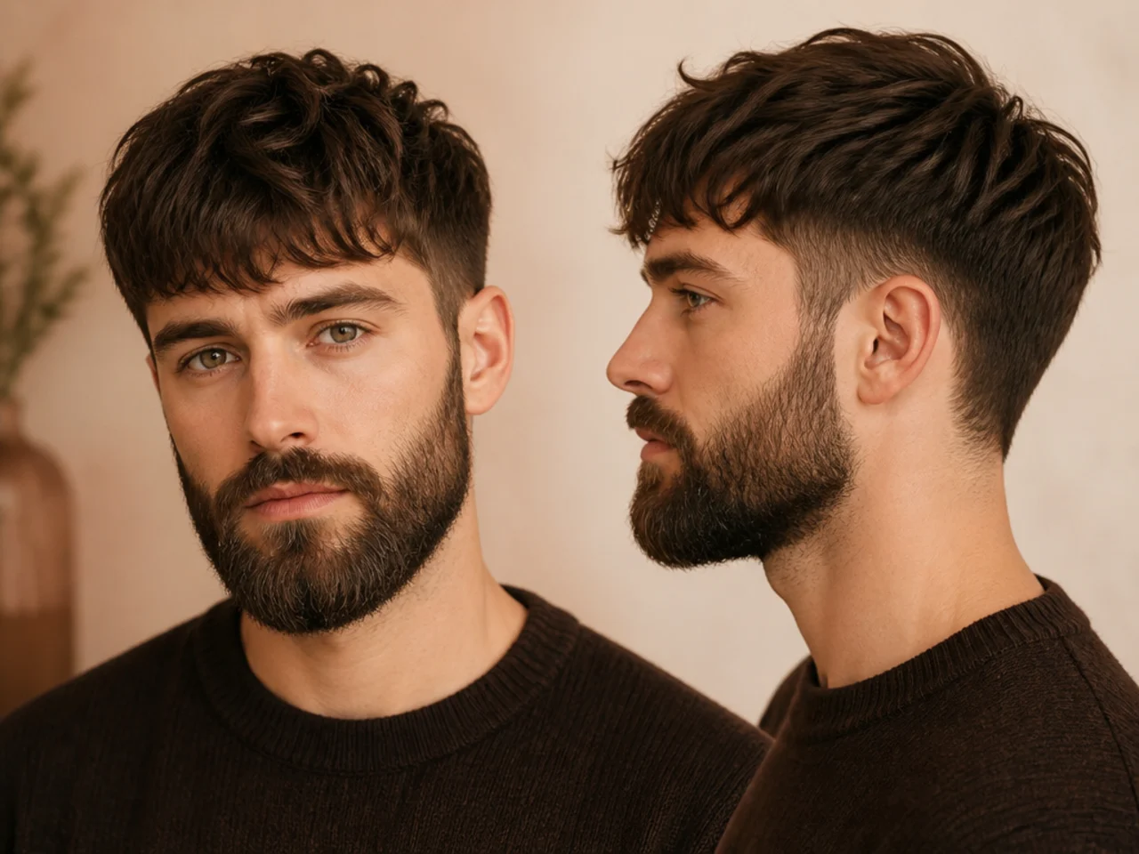 A fringe worn above a full beard