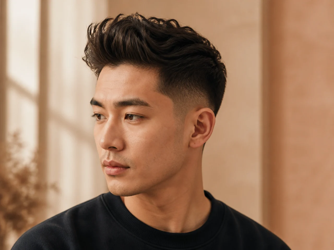 A styled quiff