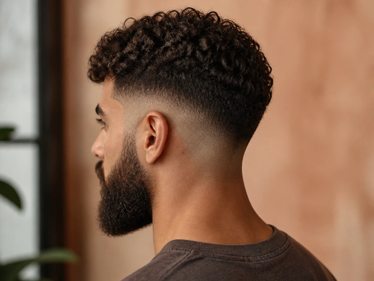 A haircut worn with a full beard