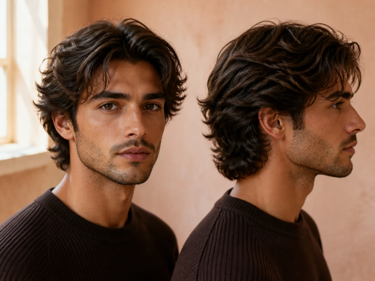 Grown-out medium-length hair