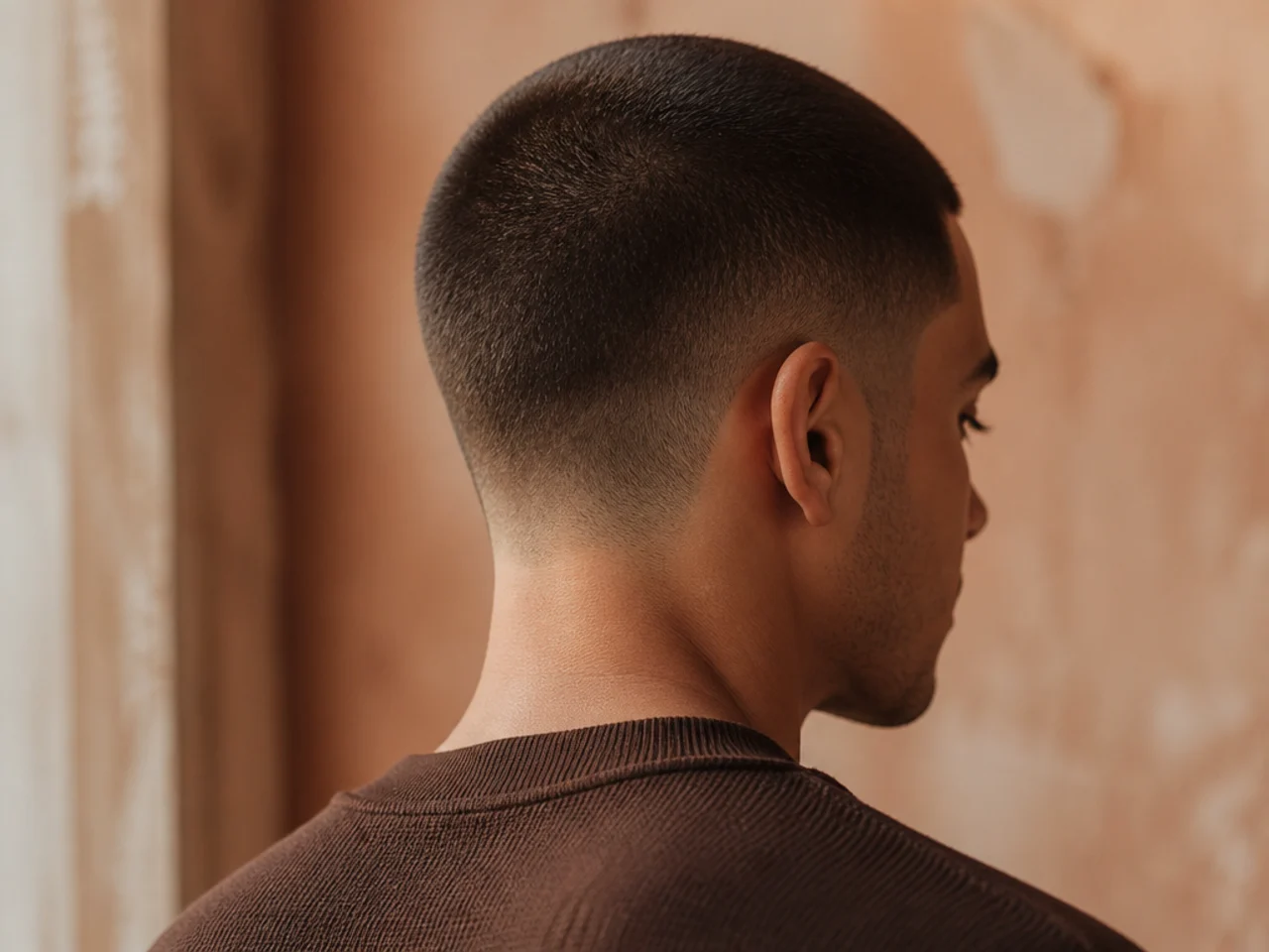 A short buzz cut