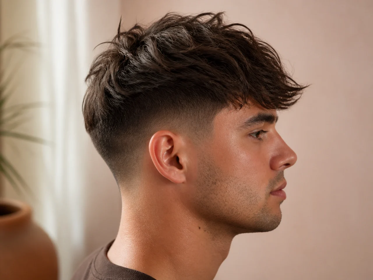 Hair air-drying with product through the roots