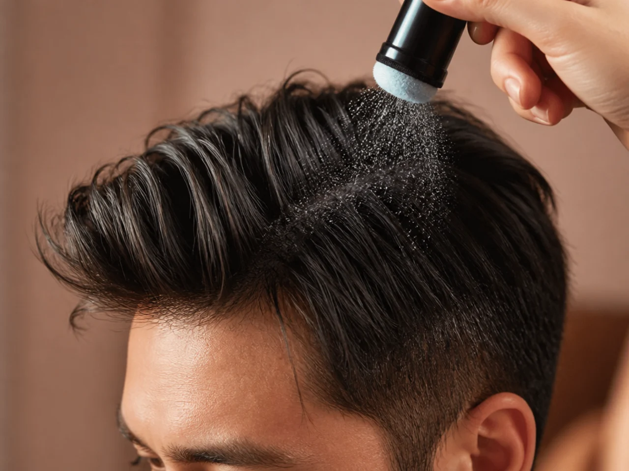 Texture powder tapped into fine roots