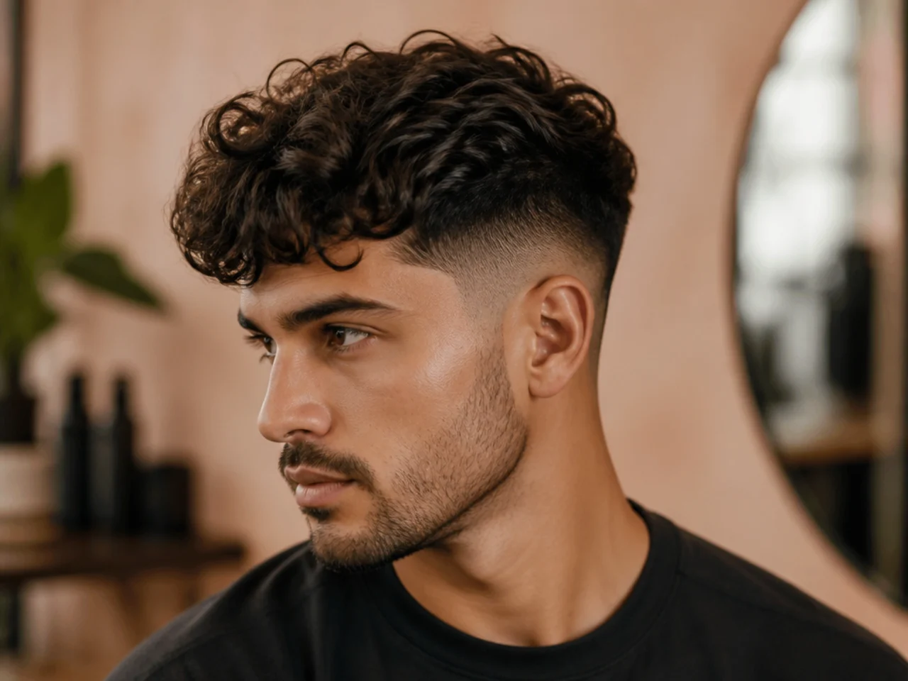 Three-quarter view of a freshly styled men's haircut