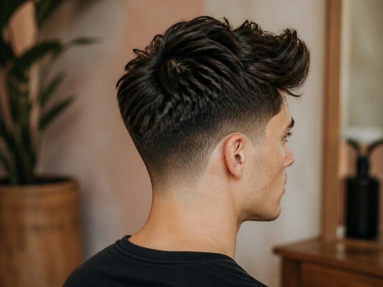 A textured quiff on thick hair