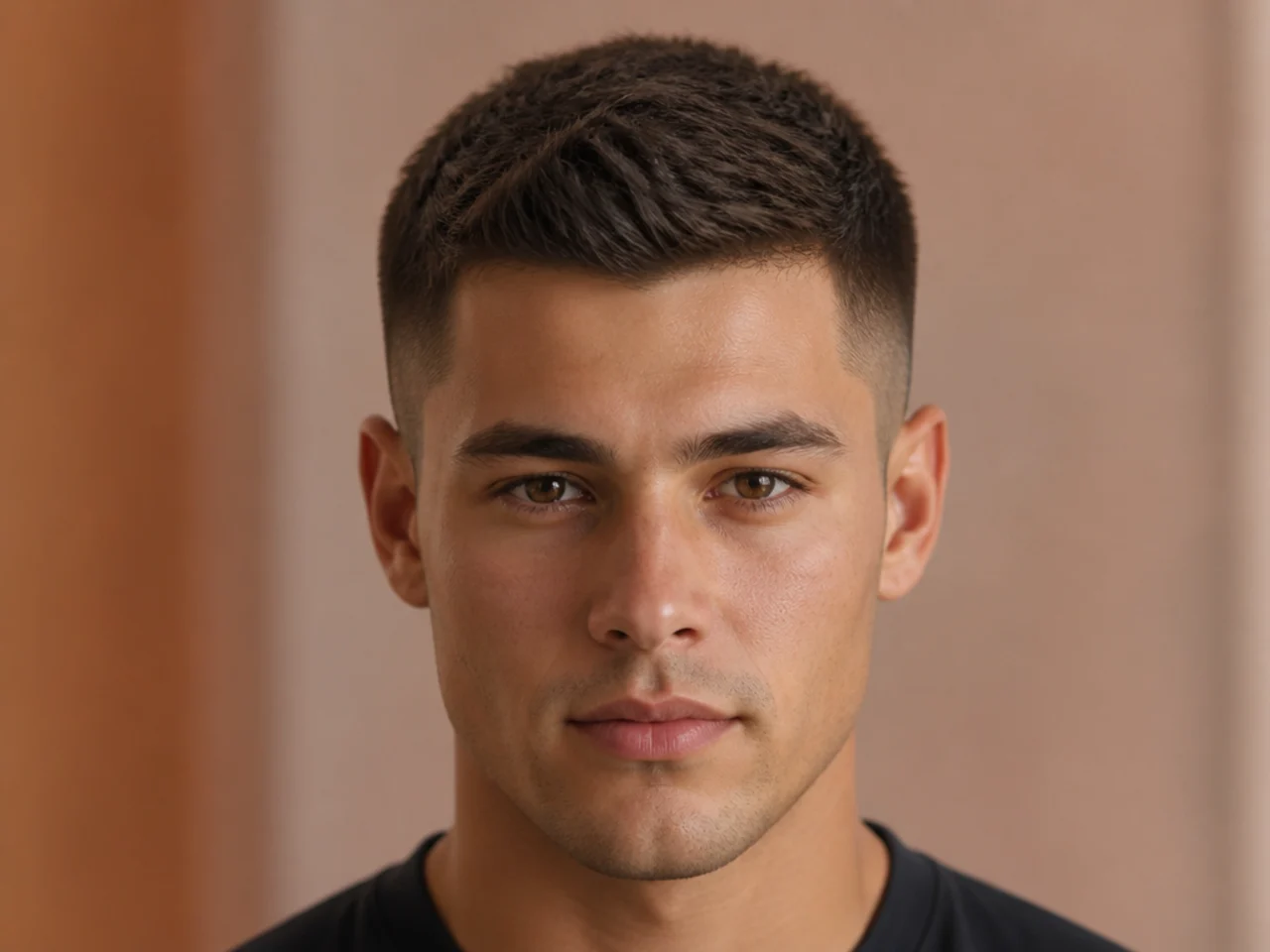A crew cut with graduated sides on thick hair