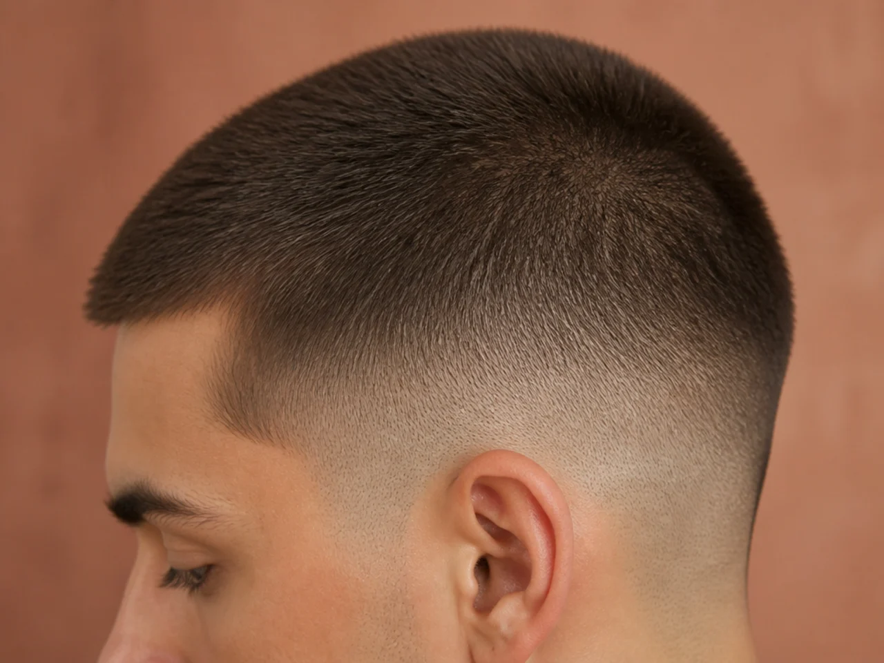 A number three buzz cut on thick hair