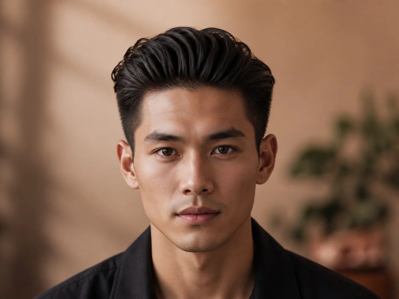 A slick back on thick hair with weight removed