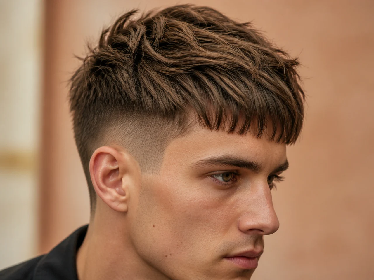 Cropped sides with a textured fringe on thin hair