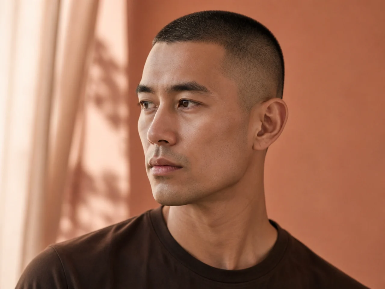 A number two buzz cut on thin hair