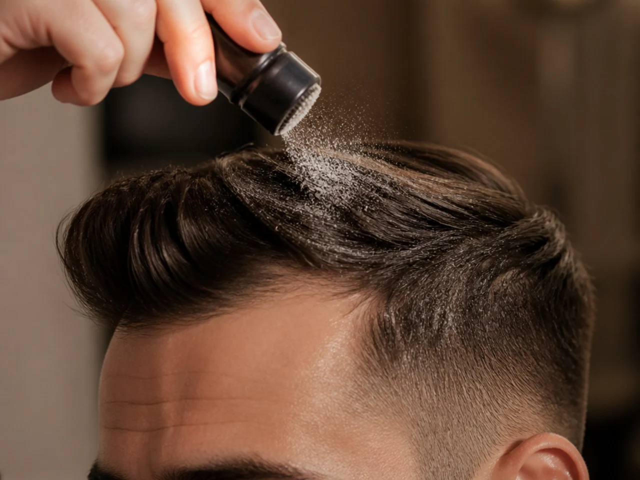 Texture powder being applied to thin roots