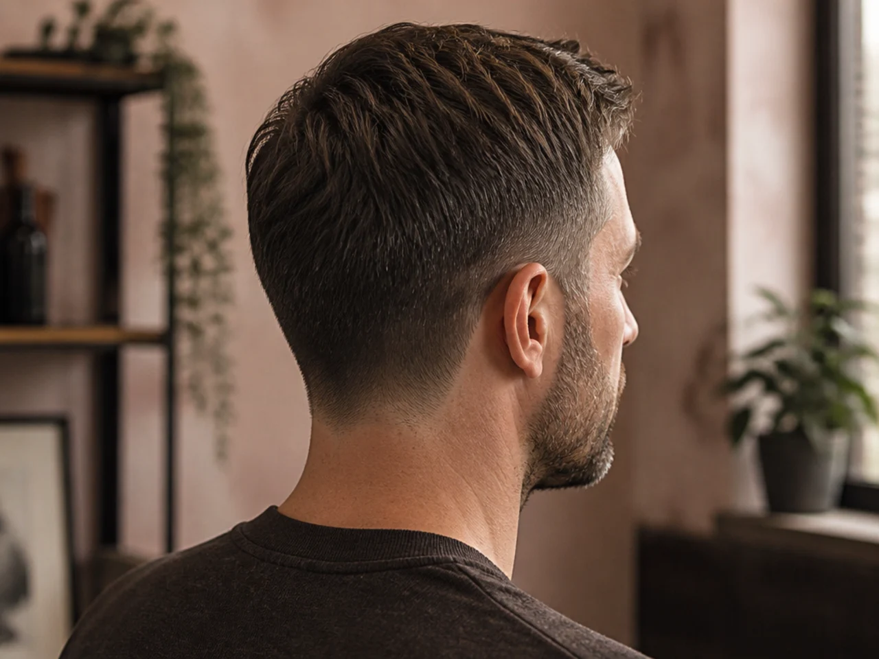 A scissor-cut top with short back and sides