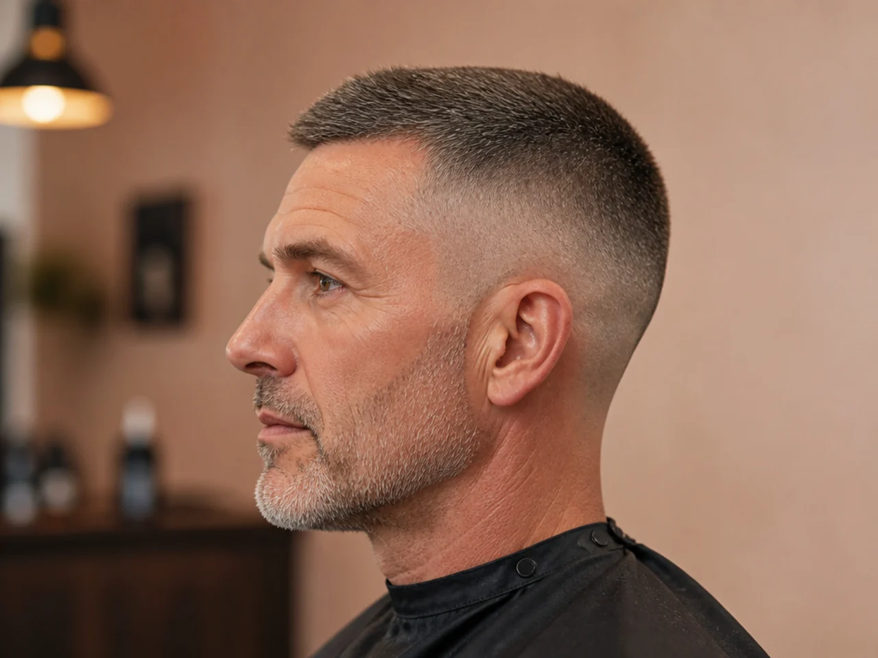 A crew cut on an older man
