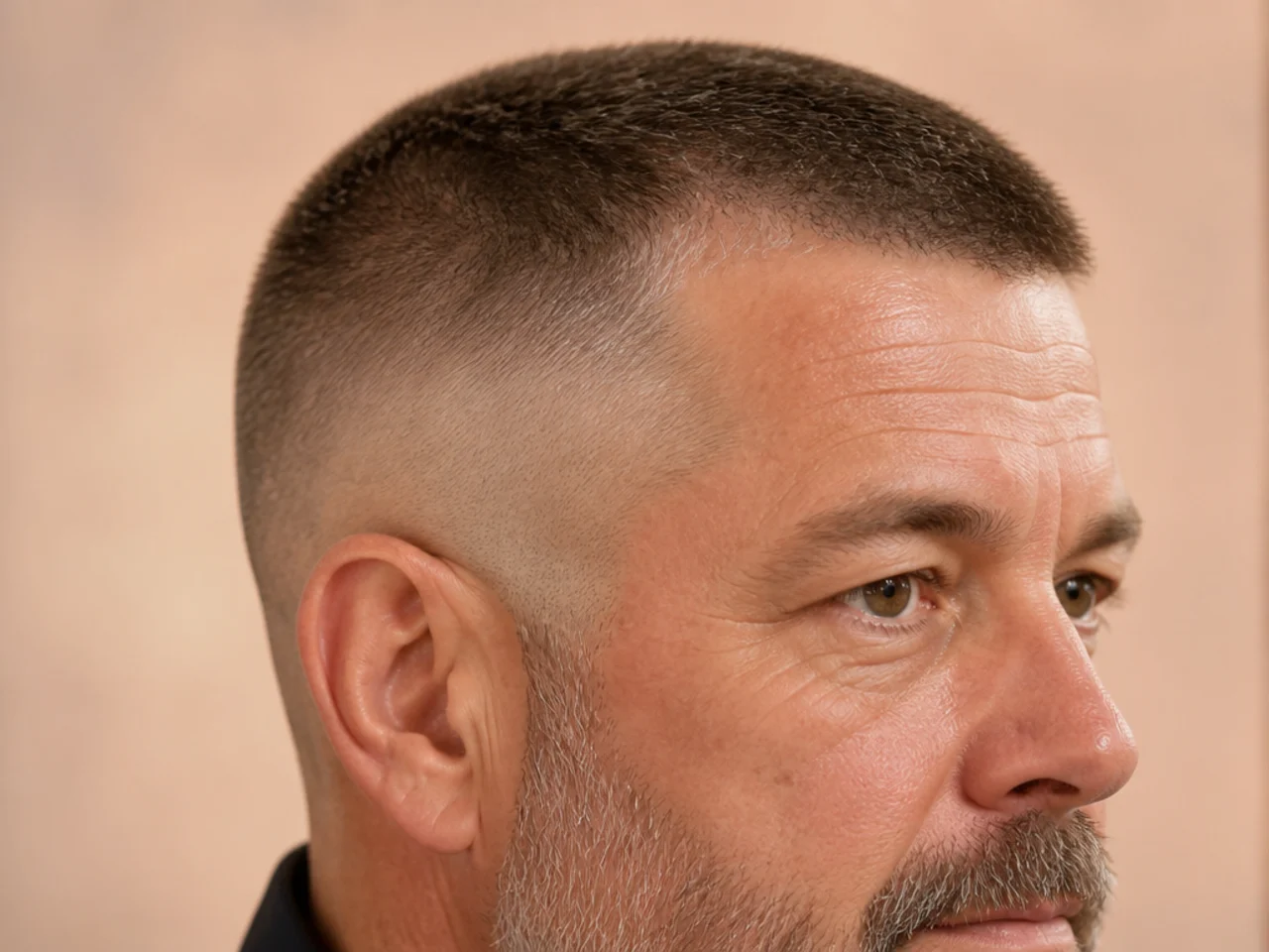 A number two buzz cut on an older man