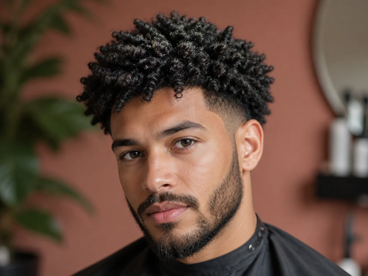 Twist-out sponge curls with even coil definition and a sharp line-up on 4B hair