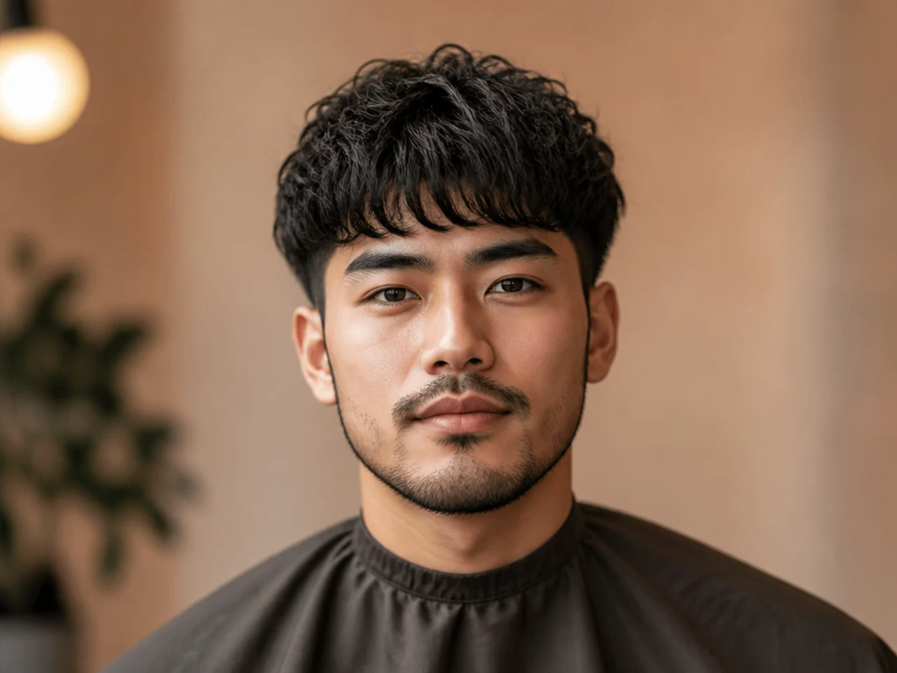 Man with round face shape — face length equals cheekbone width, soft jawline