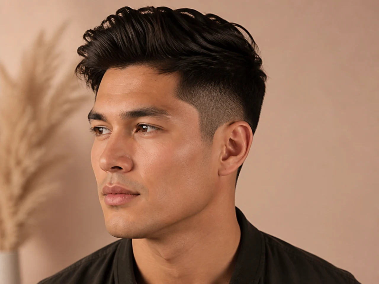 Man with square face shape — forehead, cheekbones, and jaw at similar widths, strong angular jaw