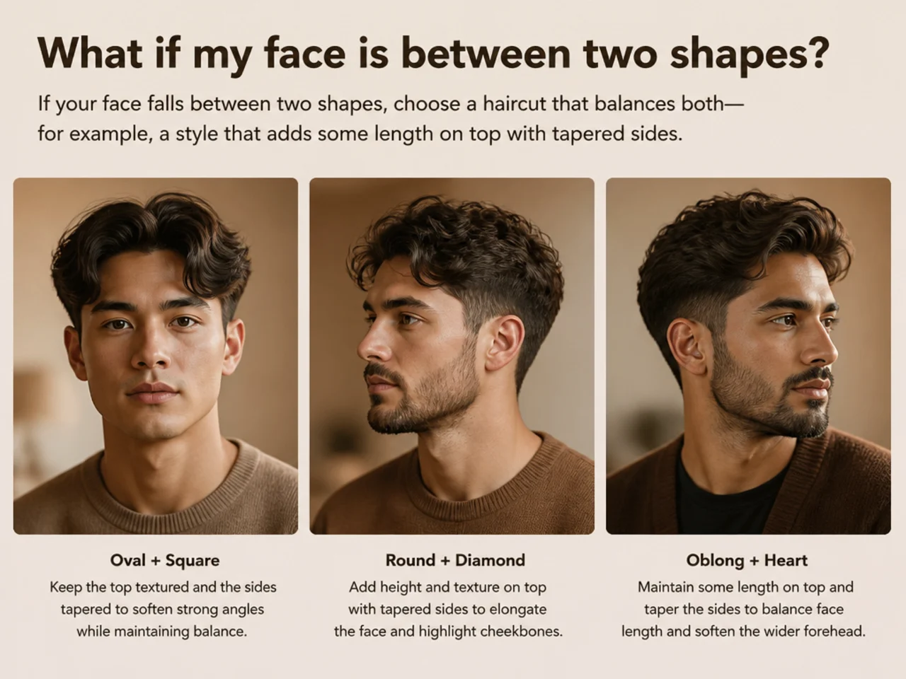Illustration showing how two face shapes can share overlapping features