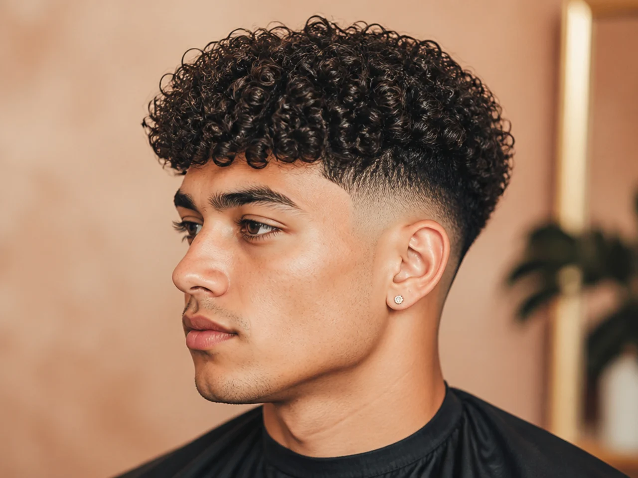 Broccoli cut styled with curl-cream definition and a high skin fade on curly hair