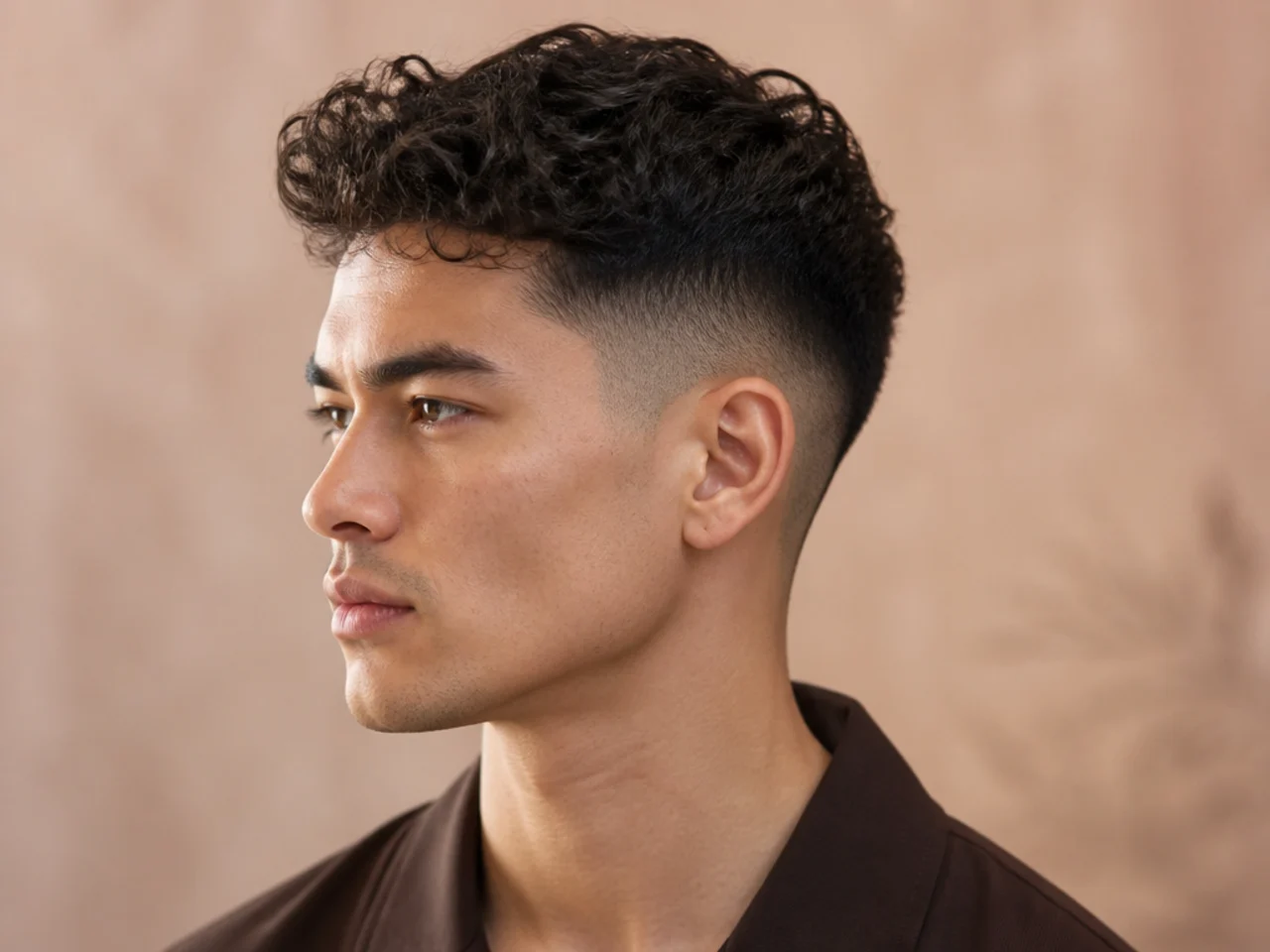 Five fade-forward haircut and style pairings on a barbershop reference wall