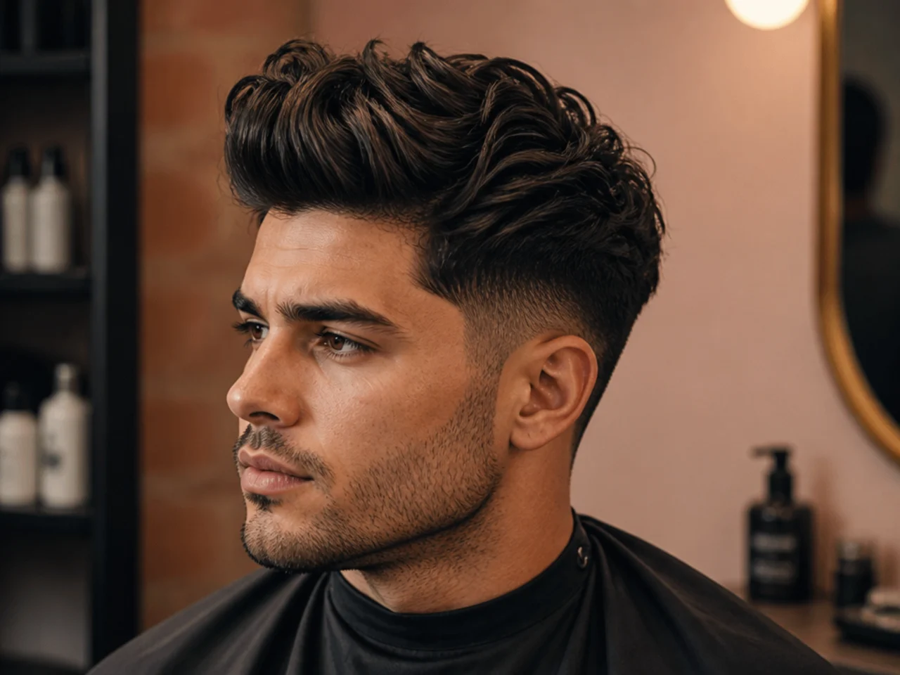 Modern matte quiff styled with dry texture powder for lift on wavy hair