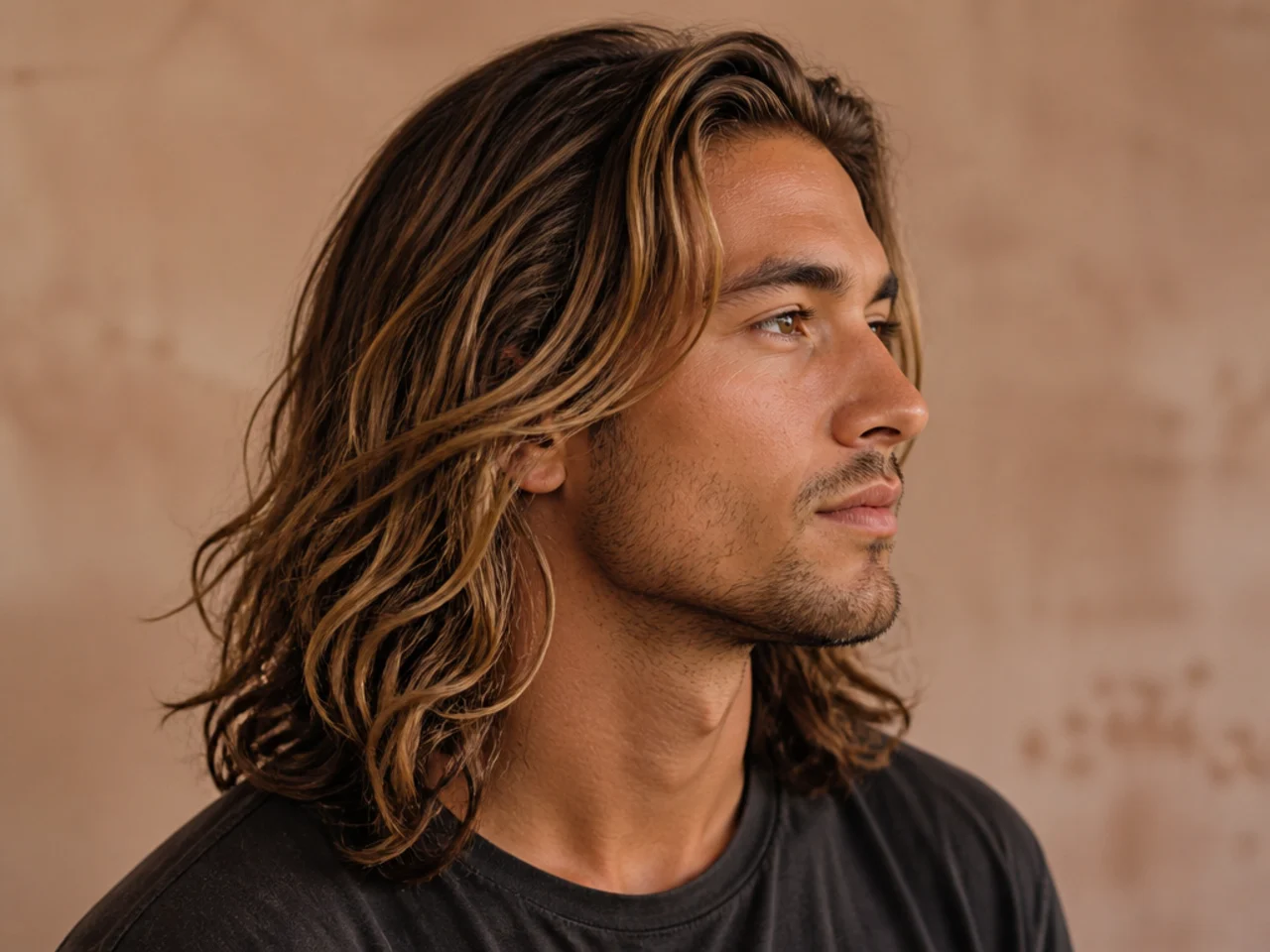 Long surfer flow haircut on straight hair with soft layers