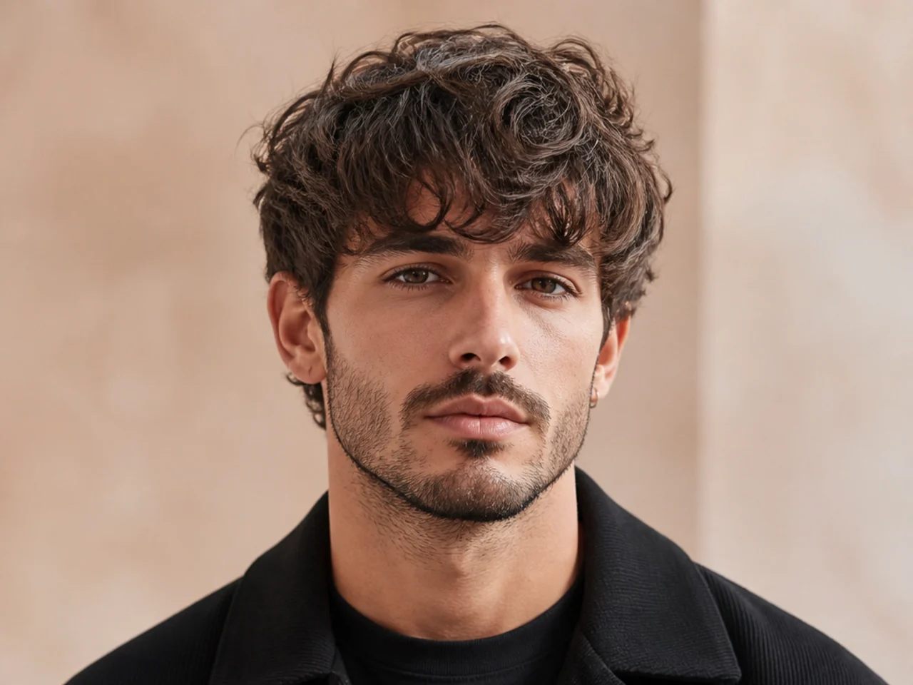 Textured fringe haircut on wavy hair