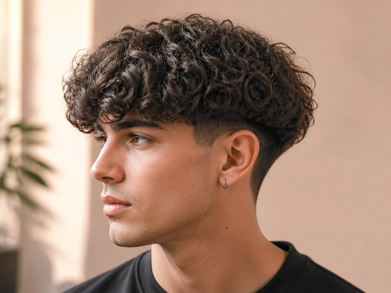 Broccoli cut on wavy hair with tight fade and voluminous crown