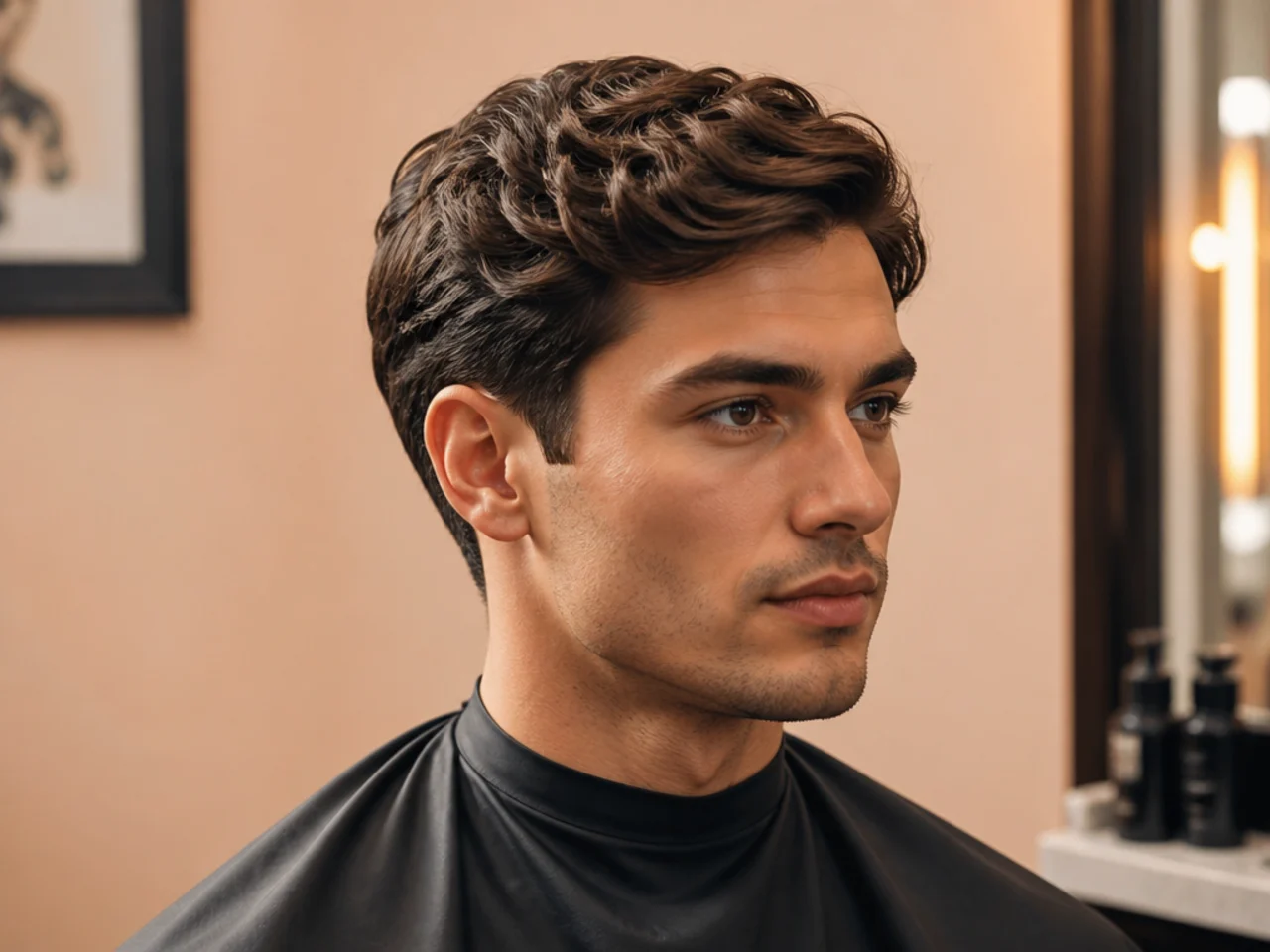 Ivy League haircut on wavy hair with soft side part