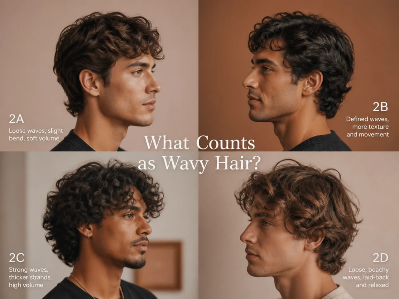 What counts as wavy hair for men — 2A, 2B, 2C