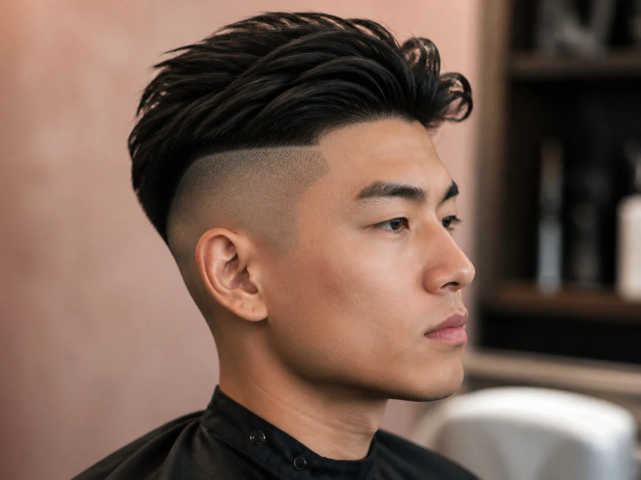 Disconnected undercut with a hard line between long top and short shaved sides