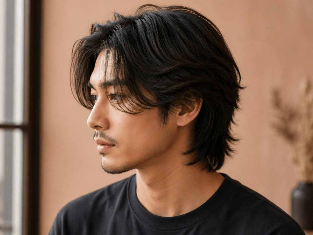 Layered medium men's cut with visible movement through the top and sides