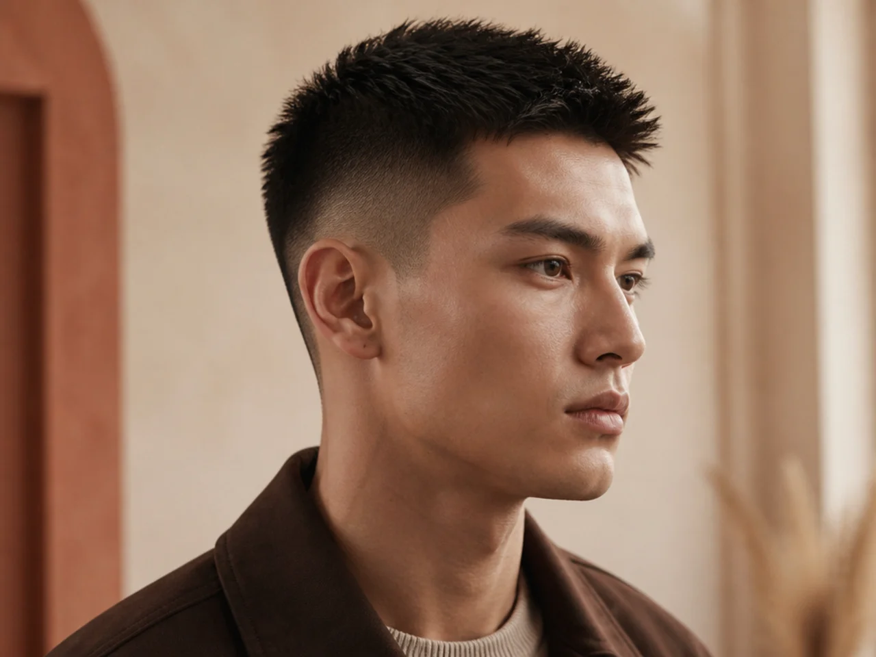 Lineup of six short men's haircut ideas including buzz cut, crew cut, and Ivy League