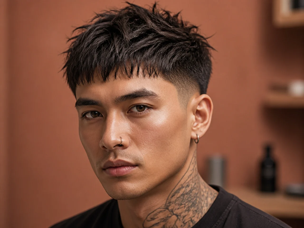 Textured crop with heavy point-cutting and a short forward fringe