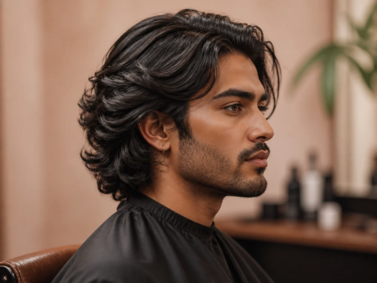 Man with medium-length textured hair styled into a soft quiff, expressive personal style