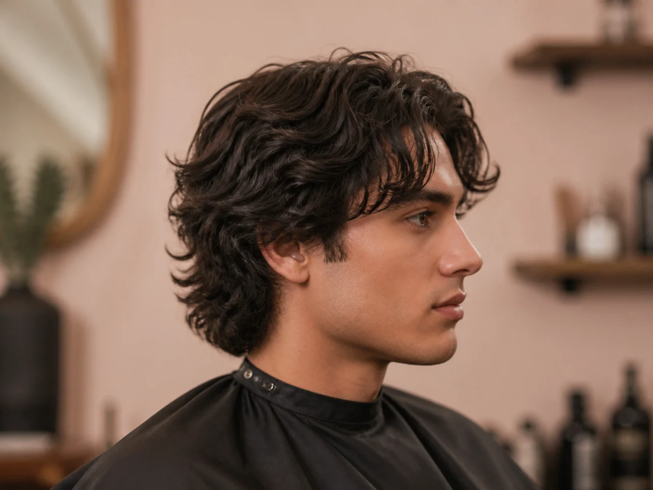 Styling products for medium length hair — matte clay, cream pomade, sea salt spray, blow-dryer