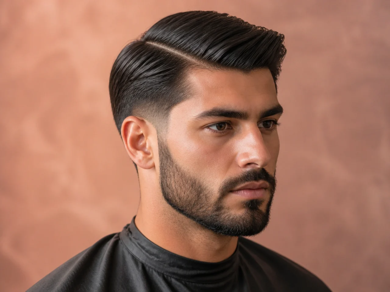 Three side part variations for square face shapes covering soft, medium, and sharp finishes