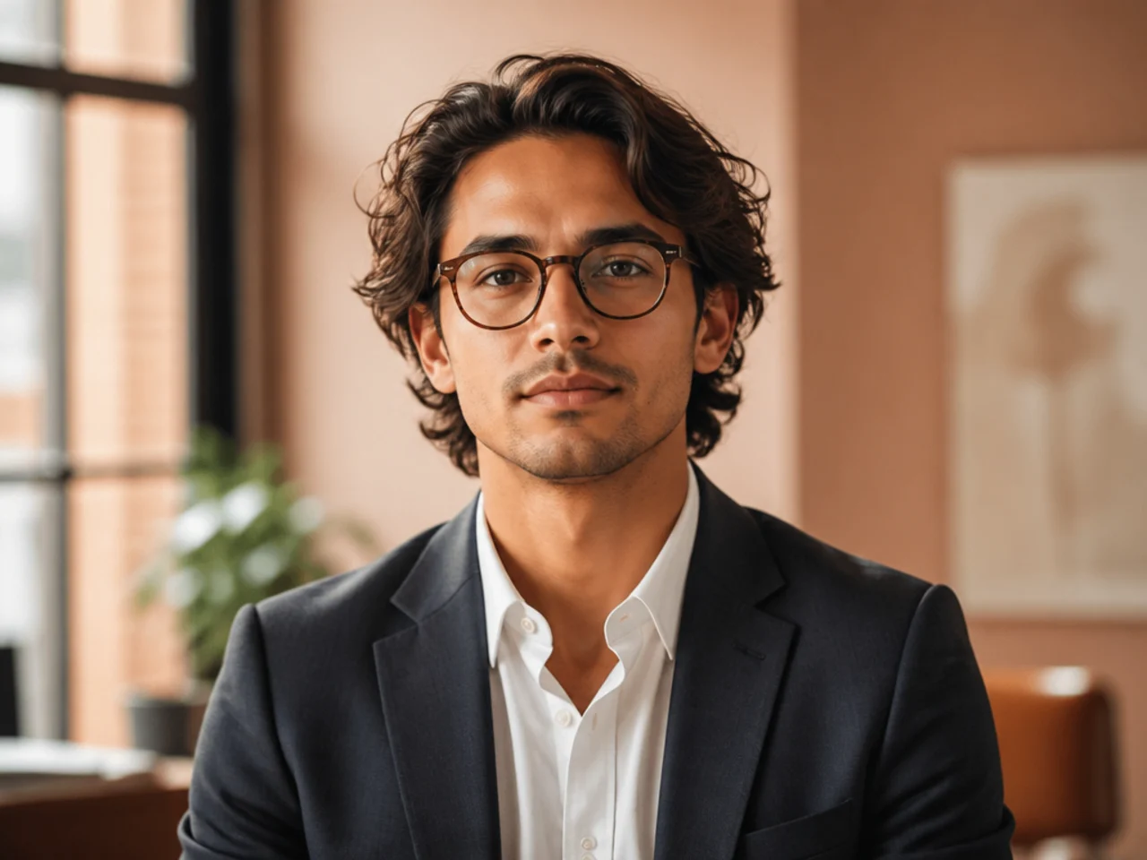 Three professional men in different workplaces — office, creative studio, trades — with variations of medium length haircuts