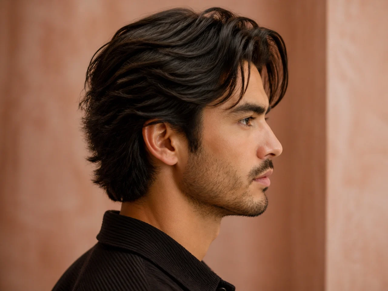 Side-by-side comparison of short, medium, and long men's haircuts on three different models