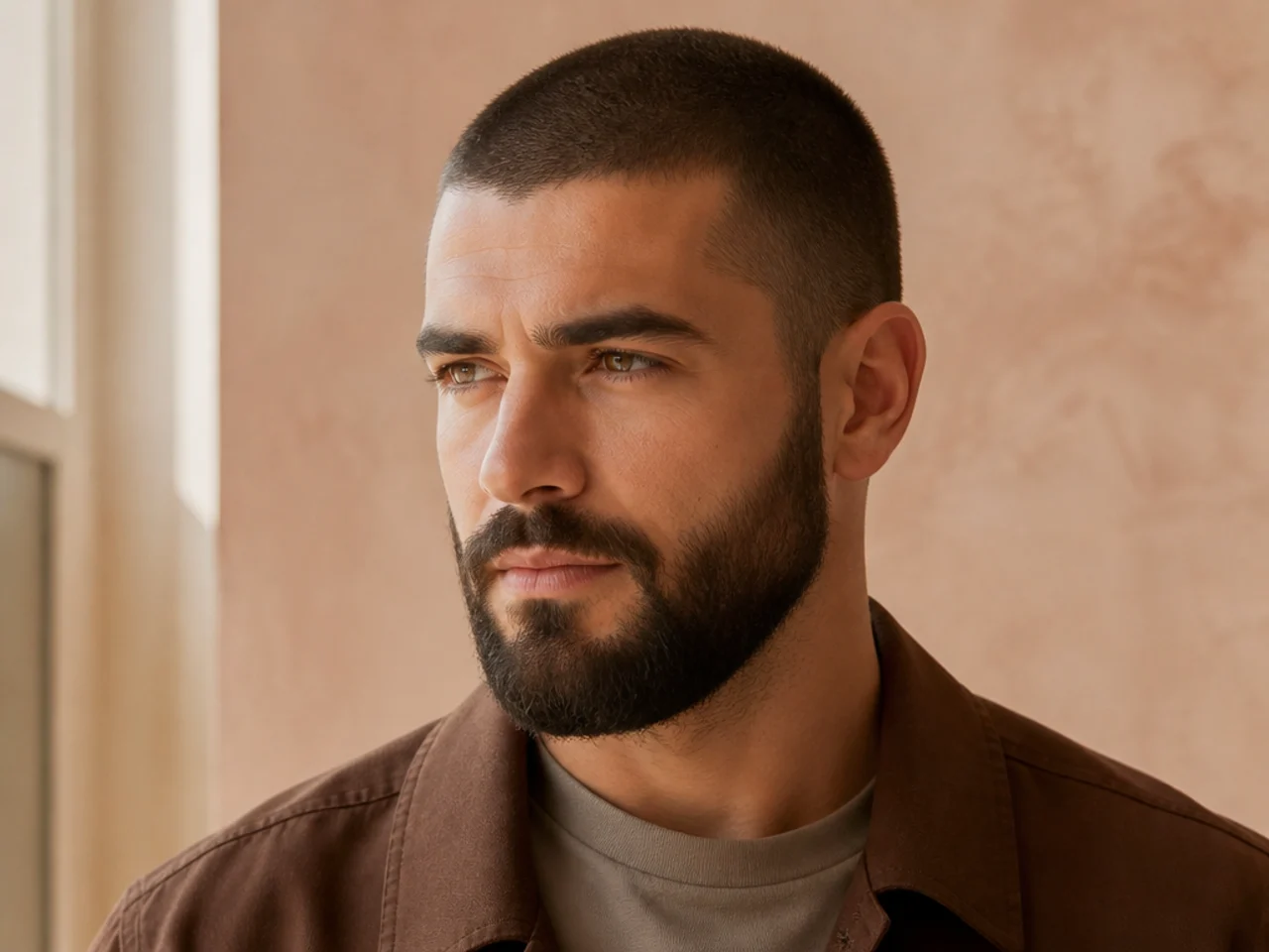 7. Buzz Cut With Full Beard