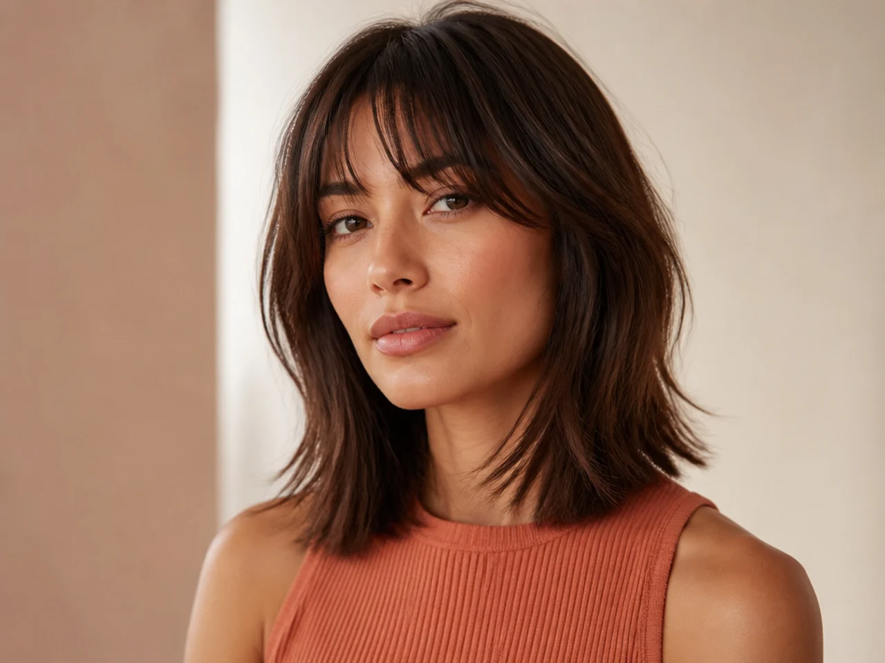 Wispy Fringe and Shoulder-Length Layers